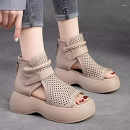 Sandalen Muffin Dikke Zool Hoogte Toenemende Uitgeholde Visbek Rome Hoge Damesschoenen Sapatos Femininos De Luxo