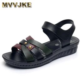 Sandalen mvvjke size3641women sandalen zomer vrouwelijk platform lederen schoenen mujer flats peep teen gemengde kleuren zacht bodem strand sandalia's