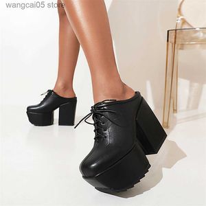 Sandalen Nieuw groot formaat 46 Confy Walking Mary Janes Pumps Ladies Office Wedges High Heel Platform Casual Woman Shoes T230712