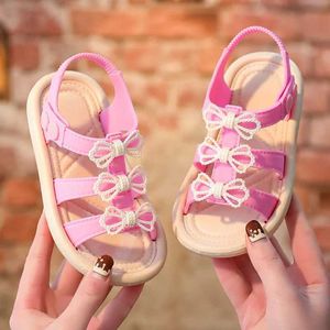 Sandales New Bow Simple and Cute Rose Green Childrens Sandales pour les chaussures d'école de loisirs doux D240527