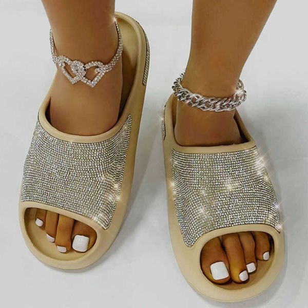 Sandalias New Bright Diamond Zapatos de mujer Plataforma de moda Chanclas antideslizantes Playa Zapatillas de casa Sandalias de mujer 230417