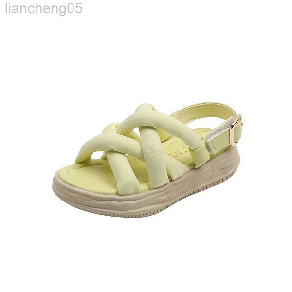 Sandales Nouveau Macaron Couleur Chaussures De Plage pour Enfants Filles Sandales Plates Croisées Gladiateur Garçons Chaussures Diapositives Fond Épais Doux W0327