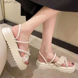 Sandales nouvelles chaussures pour femmes perlées femmes pantoufles fond épais couleur unie femme plat Zapatos Para Damas En OfertaH2435