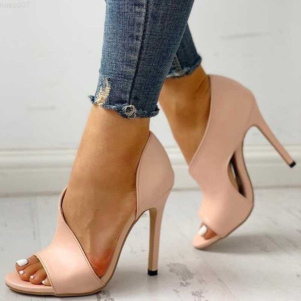 Sandalias Nuevo patrón de serpiente Tacones altos Bombas de mujer de moda Zapatos de mujer sexy Stiletto Boca de pez Zapatos de fiesta Sandalias Tamaño grande 41 42 43 L230720