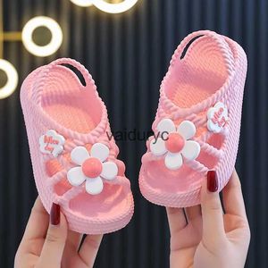 Sandalen Nieuwe zomer 2-8 ELDEN SLIDE Bloempatroon Lite Comfort Geschikt voor meisjes Anti Slip Beaver Flip Home Childrens Shoes H240506