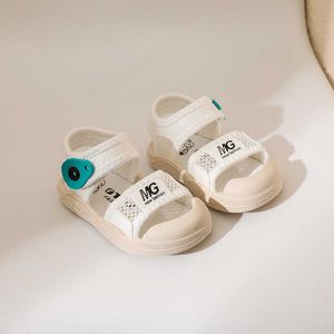 Sandalen nieuwe zomerbaby met zachte zool voor zuigelingen en jonge kinderen wandelschoenen hoofdband anti kick druppel casual H240510