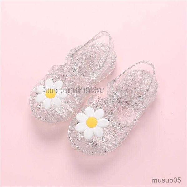Sandales nouvel été enfants gelée princesse sandales fleurs douces filles tout-petits bébé respirant chaussures creuses