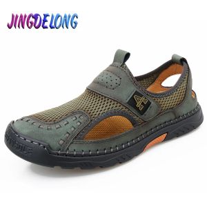 Sandales Nouveaux hommes d'été sandales en cuir chaussures extérieures hommes sandales faites à la main classiques mâles de marche douce sandalias sandales masculines diapositives