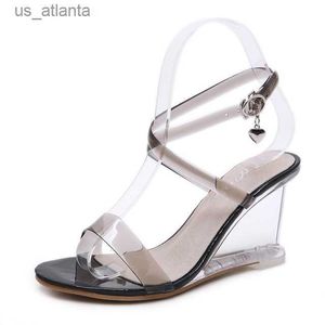 Sandales nouvelles coins femmes d'été transparent talons hauts pvc pvc ganters ouverts de chaussures de mariage sexy clear tyu h240416 x4uo