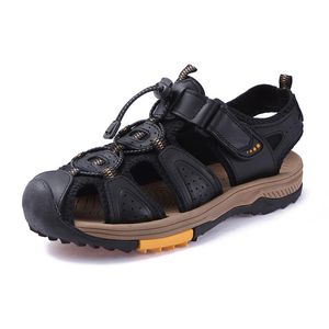 Sandalen Mooie grote size zomer echt lederen buiten herenschoenen mannen voor mannelijk toeval