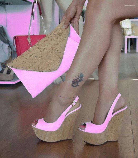 Sandalias Olomm Mujeres hechas a mano Cuadros de tacón alto Peep Toe Black White Pink Party US talla grande 5-20