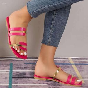 Sandalen te koop vrouwelijke schoenen s slippers zomer buiten wandelen dames vierkant teen schoen dames platte slipper zapatos ladie zapato 483 v lippers ummer quar 598 e hoe lipper