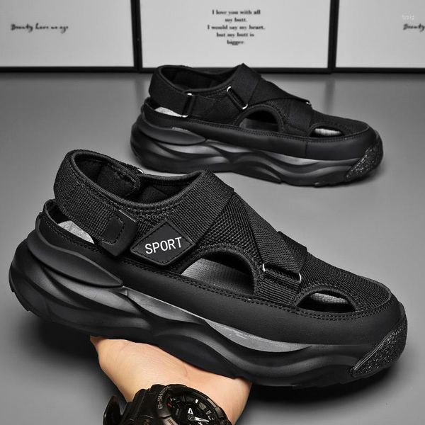 Sandalias Diseño original Verano Diario Estilo al aire libre Hombres Efecto realzado Negro Hombre Adolescentes Vestido casual Impermeable