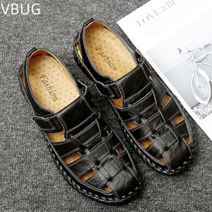 Sandalen Original Herren Strand Handgemacht Große Größe Echtes Leder Mode Lässig Stil Sommer Verschleißfest Trend 230807