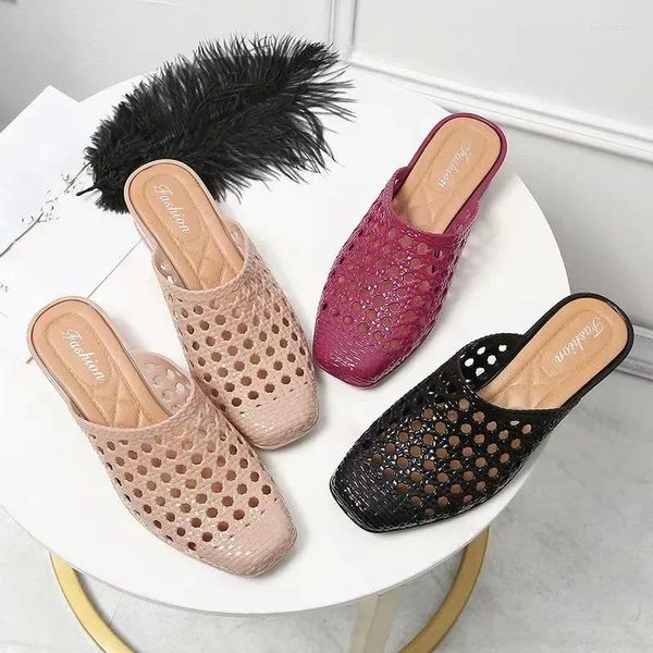 Sandales Out Slippers Chaussures Beach Femme's Soft Hollow Mid Heels Korea Style Footwear Antiskid Platform Zapatos de Mujer 447 866 54615 39851