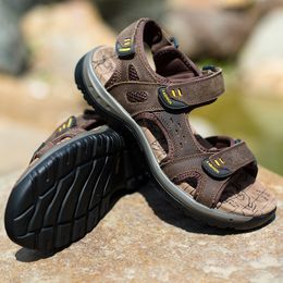 Sandalen Outdoor Echt Leer mannen Zomer Antislip Strand Schoenen Sneakers Mannen Wandelen Bergbeklimmen Reizen Big Size 48 230807