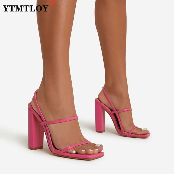 Sandalias Rosa Nuevo Verano Cómodo y Versátil Punta Abierta Tacón Alto Casual Al Aire Libre Zapatos De Color Sólido Sandalias Zapatos De Mujer 230322