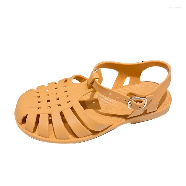 Sandalias de plástico para mujer, zapatos de verano, promoción de liberación, informales, planas, suaves, de PVC, para playa, Sandalias de Mujer