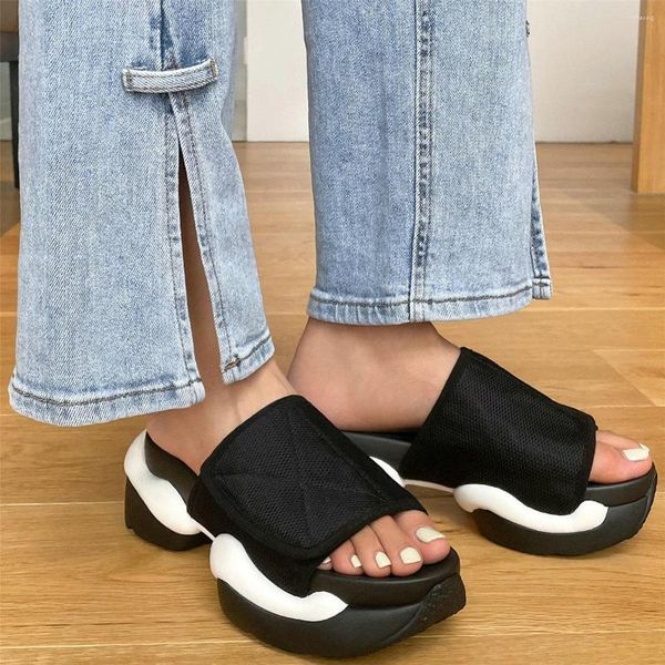 Sandalias Zapatos de tacón con plataforma para mujer, cuñas de nailon, tacones altos, gladiadores deportivos, zapatillas de deporte de moda de verano con punta abierta para mujer, informales