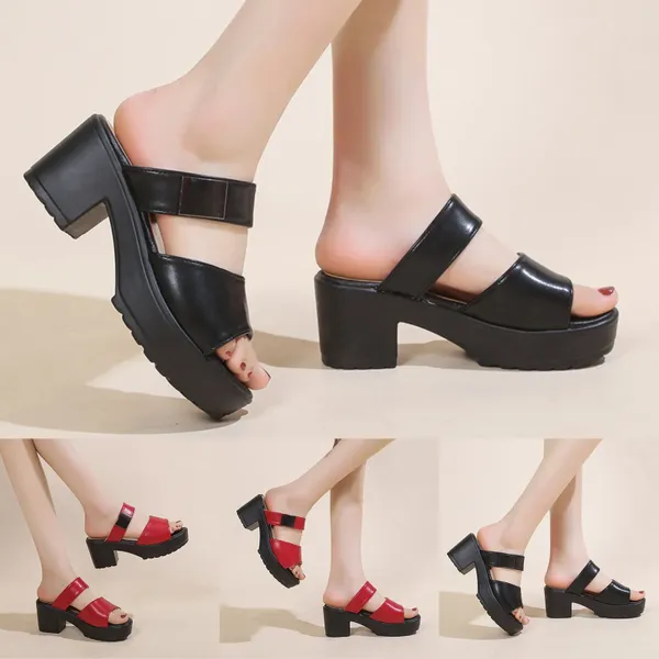 Sandales à semelles épaisses pour femmes portant des tongs surdimensionnées, tongs compensées, large largeur