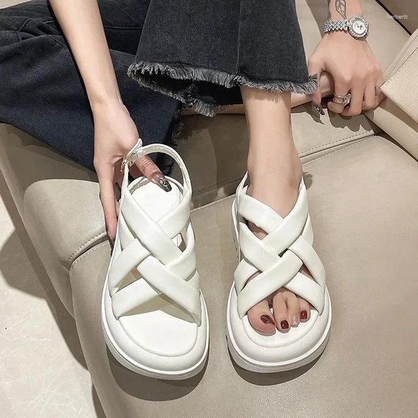 Sandalias Plataforma Mujer Coreana Casual Zapatos de playa planos Mujer Deporte Suela gruesa Sandalias de moda 2024