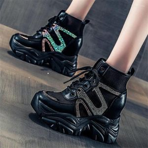 Sandalen PPlatform Schoenen Dames Leer Platform Wedge Strass Mode Sneaker Zomer Enkellaarsjes Creepers 34 35 36 37 38 39