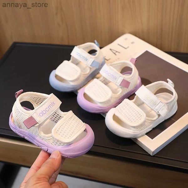 Sandales préscolaire d'été sandales bébé chaussures femme couleur solide maille houstante chaussures sportives bébé chores sport à la mode d'étél240429