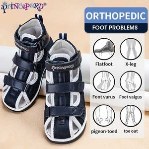 Sandalen prinpard 2022 Kinderen Orthopedische schoenen voor platte voeten zomer Kids schoenen gesloten teen jongens meisjes sandalen met enkelondersteuning 240419