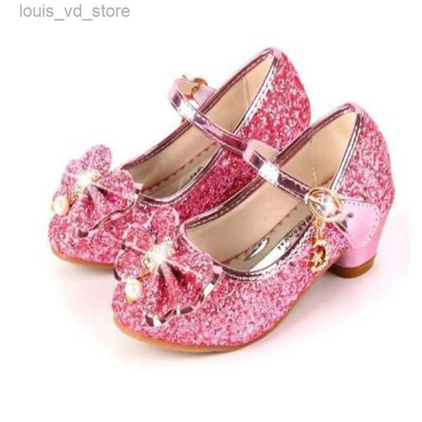 Sandales Princesse Papillon Chaussures En Cuir Enfants Diamant Bowknot Talon Haut Enfants Fille Danse Glitter Chaussures De Mode Filles Parti Chaussure De Danse T231202