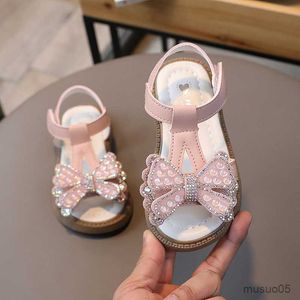 Sandales princesse filles sandales été nouvelle mode haute qualité douce filles sandales doux enfants chaussures de plage enfants perles sandales