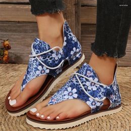 Sandalen print willekeurige flats dames schoenen clip teen mode strand casual 2024 zomer designer jurk merk vrouwelijk zapatos