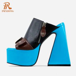 Sandalen prxdong zomer damesschoenen sexy hoge hakken dik platform schoenen zwart blauw jurk feestje casual vrouwelijke slippers maat 34-43 230508