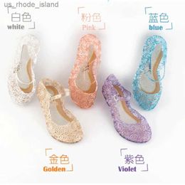 Sandalias Pudcoco Baby Sandals Childrens Summer Crystal Sandals Frozen Princess Jelly High Heelsl240429