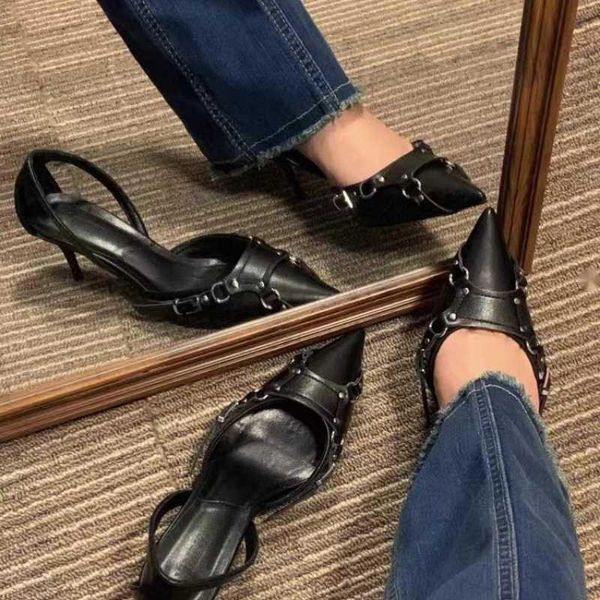 Sandales Punk Vent De Mode Talons Hauts Grande Boucle En Métal avec Des Chaussures Pour Femmes D'été Nouveau Zapatos De Mujer Pompes 230417