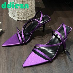 Sandales Purple dames Footwear Pompes High Heels Chaussures 2024 Silk Backle Strap Party Fashion Femmes Femme Femme