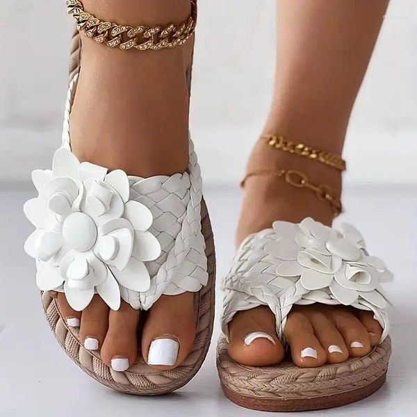 Sandalias QIWN Mujer Señoras Zapatillas Boho Estilo Trenzado A1 Zapatos de punta abierta Casual Diapositivas antideslizantes