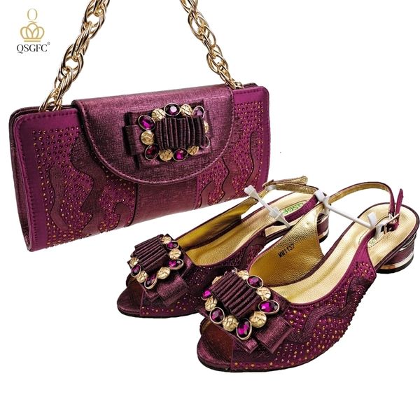 Sandalias QSGFC Color Morado Zapatos Mujer Italianos con Bolsos Conjuntos Fiesta Africana y 230630
