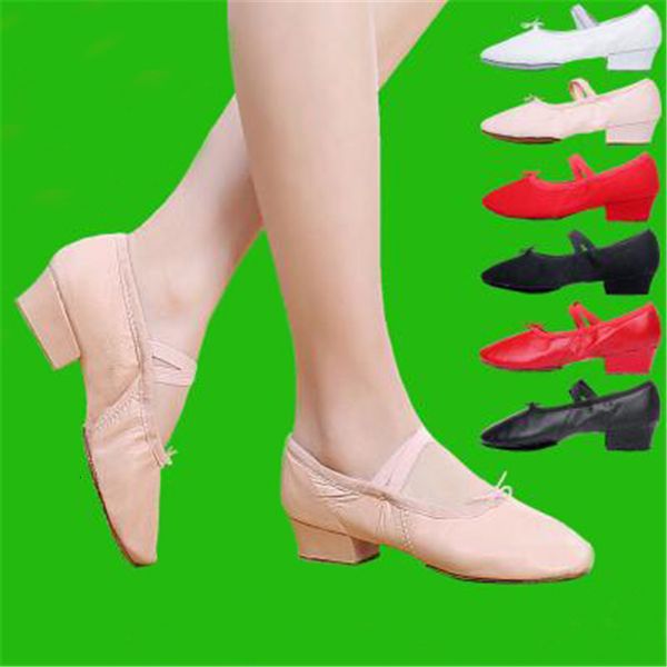 Sandales qualité chaussures de danse pour femmes talon moyen en cuir filles femmes Ballet danse ventre Yoga professeurs 230630