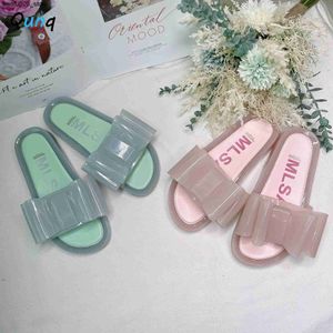 Sandales Qunq One Word Solid Jelly Bow Séchage rapide Respirant Slide Outdoor Beach Slide Casual Mignon Chaussures Plates Épaule Slide Q240330