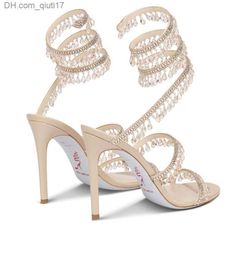 Sandalen R Caovilla trouwjurk sandaal vrouwen hoge hakken schoenen Romantische dame KROONLUCHTER naakt Stiletto Sandalen sieraden sandalies enkel stra2576255 Z230727
