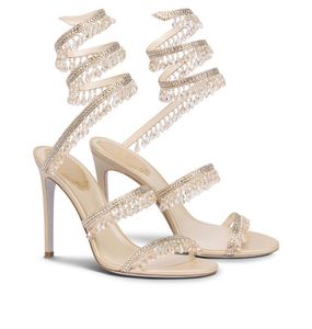 Sandalen R Caovilla trouwjurk sandaal vrouwen hoge hakken schoenen Romantische dame KROONLUCHTER naakt Stiletto sieraden sandalen enkelbandje
