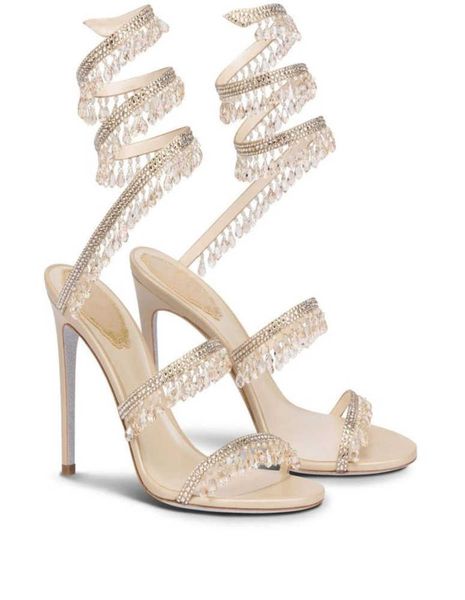 Sandales R Caovilla robe de mariée sandale femmes talons hauts chaussures Romantique ladys CHANDELIER nude Stiletto bijoux sandalies cheville stra6054303
