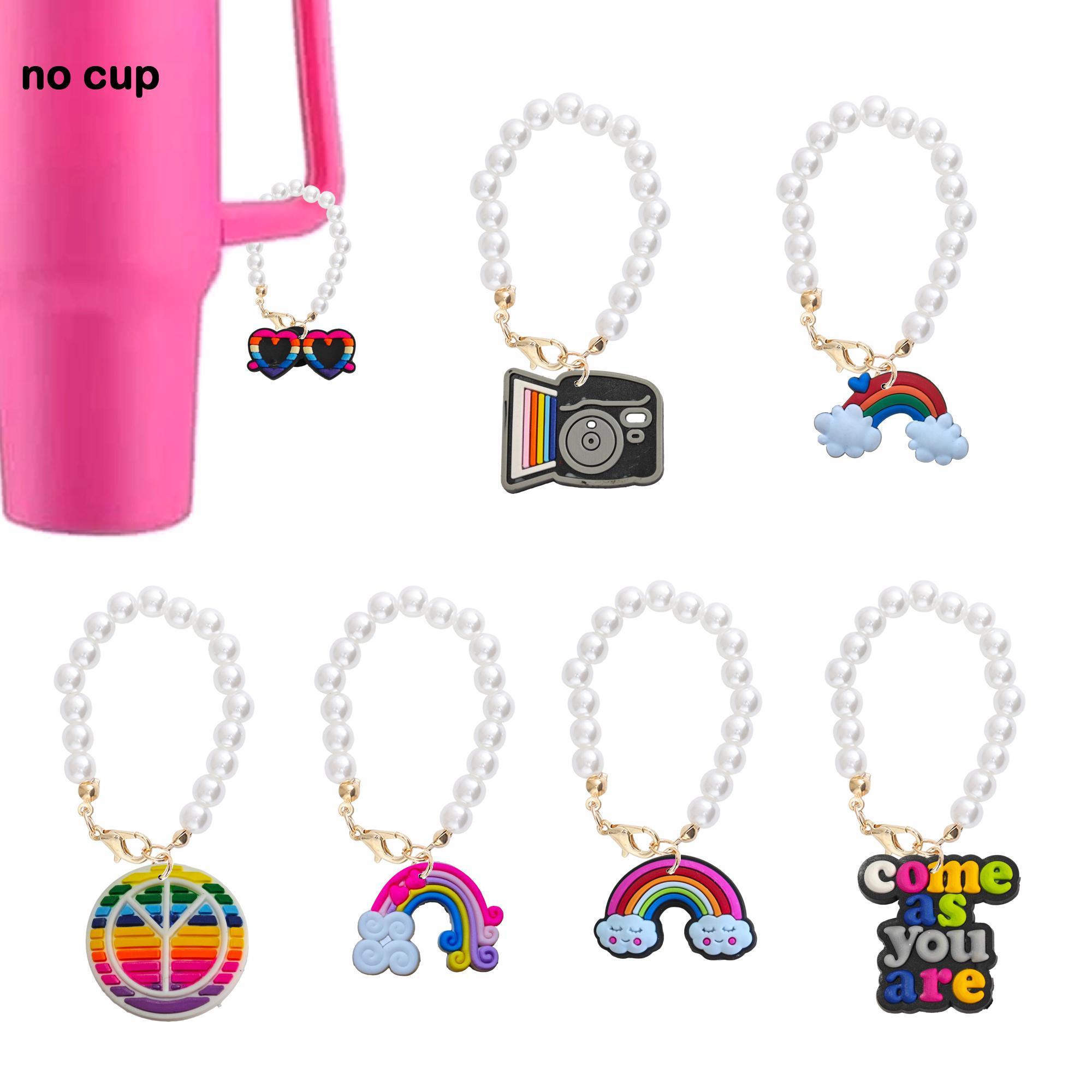 Sandalias Rainbow 24 Pearl Chain con accesorios de encanto para la taza Manejo de encabezados Entrega de caídas en forma de vaso OTZQF