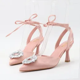 Sandalen rode dame puntig teen 8 cm hoge hakken pumps Eden boog mode suède ontwerper kristal bling bruid prom schoenen