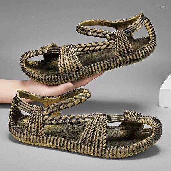 Sandalias Retro Roman Sports for Men Summer Outdoor Couples Beach Zapatos Eva suave y cómoda nubes de punta abierta