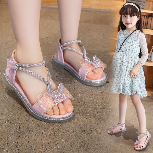 Sandales strass chaussures pour enfants filles tongs gelée sandales chaussures enfant sans lacet sandales plates petite fille chaussures