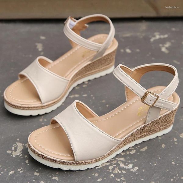 Sandals Rimocy Wedges Women's 2024 Summer PU Plataforma PU Gladiator Gladiator Sandalias de tacón alto de Mujer de Mujer