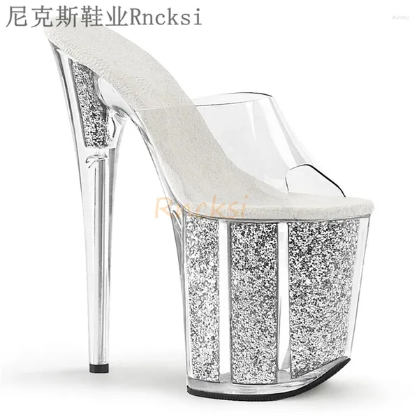 Sandales Rncksi 2024 Summer Sweet Flower Ultra High Heel Platform Clear Crystal Wedding Chaussures