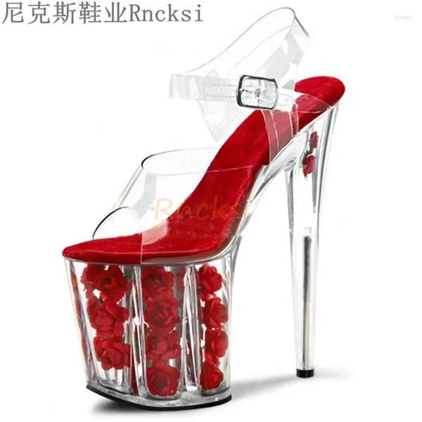 Sandales Rncksi Femme Femme Girl Walking Show Shoes High Heels 20cmsexy Platform Backle Strap Cross-Tied-Tied Party