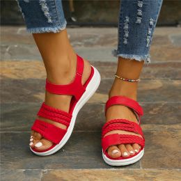 Sandales Roman Sandals Platform Courne Chaussures pour femmes 2023 Tendances d'été Fashion Peep Toe High Talons Red Casual Beach Shoes Taille 42